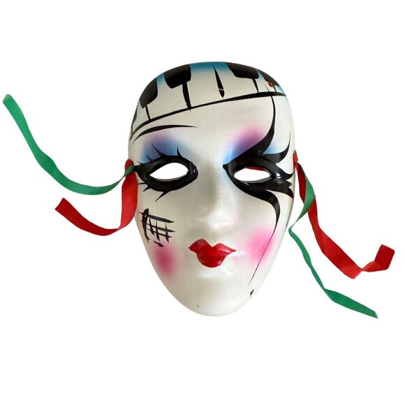 Hand-Painted Decorative Mask Music Notes Design Mardi Gras Venetian Piano - Picture 3 of 7